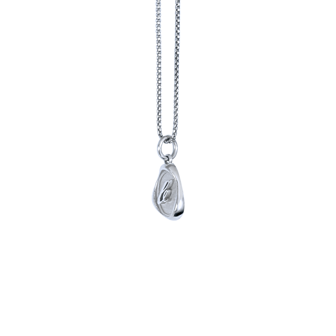 Solid 14k gold charm necklace with custom initial on white background