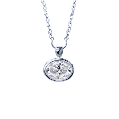 Diamond 14k white gold necklace on a white background