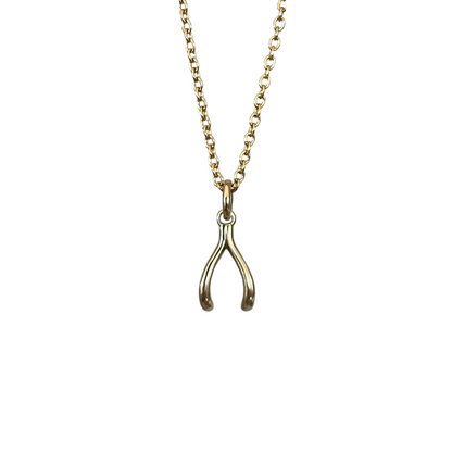 Wishbone Necklace Charm 14k Gold