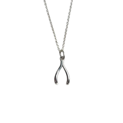 Wishbone Necklace Charm Sterling Silver