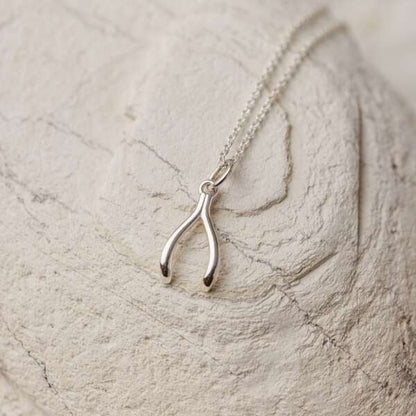 Wishbone Necklace Charm Sterling Silver