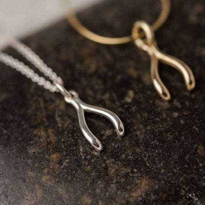 Wishbone Necklace Charm Sterling Silver